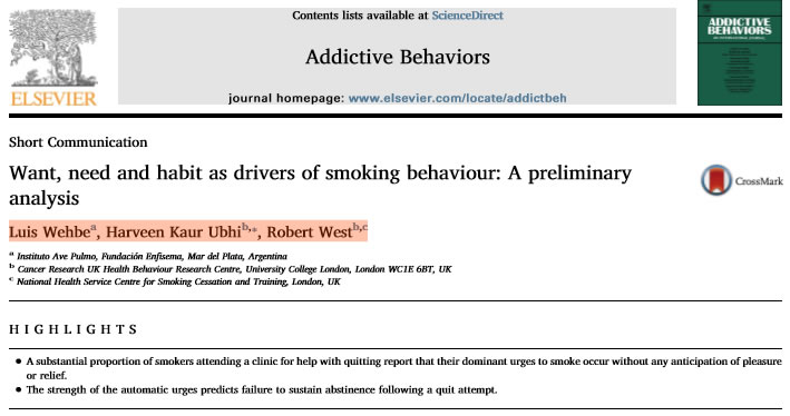 Articulo comentado Want, need and habit as drivers of smoking behaviour: A preliminary analysis